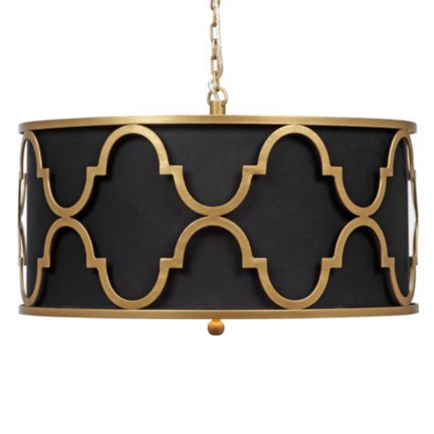 Люстра Black Shade Gold Quatrefoil Overlay Drum Pendant Черный в Ижевске | Loft Concept 