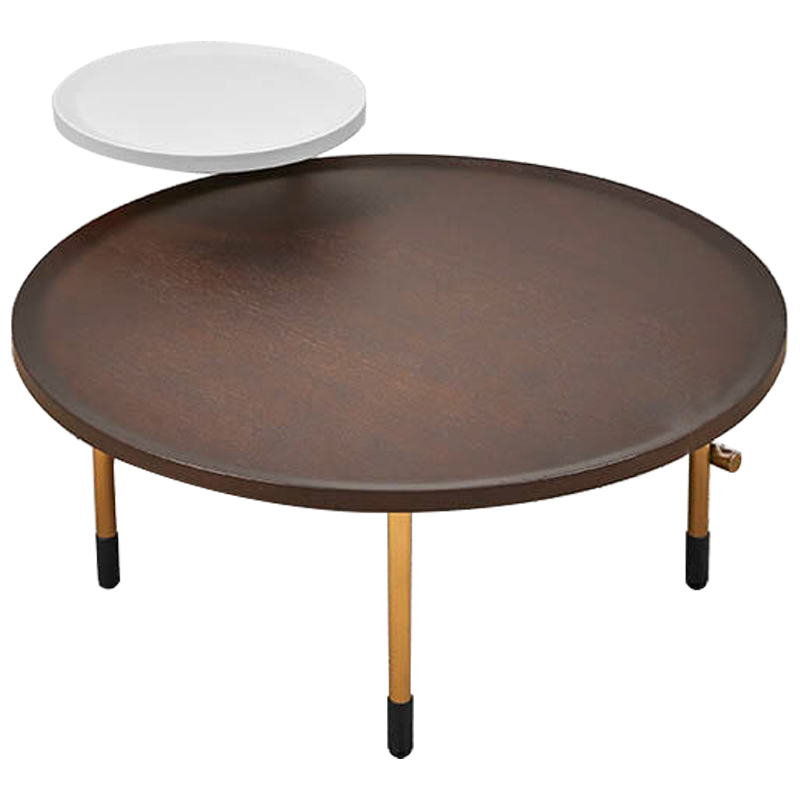 Кофейный стол Alastair Double Round Table Золотой Коричневый Белый в Ижевске | Loft Concept 