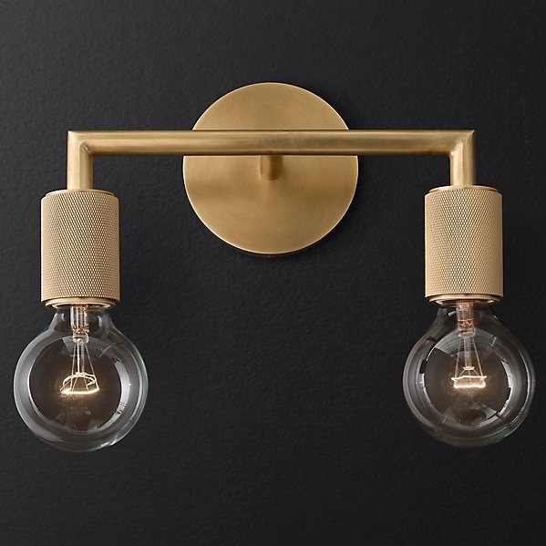 Бра RH Utilitaire Double Sconce Brass Латунь в Ижевске | Loft Concept 