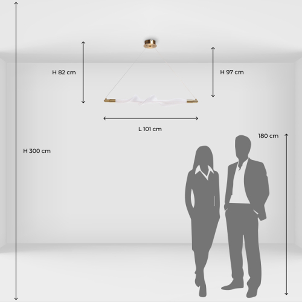 Люстра горизонтальная с волнистым белым плафоном Golden Swirl в Ижевске