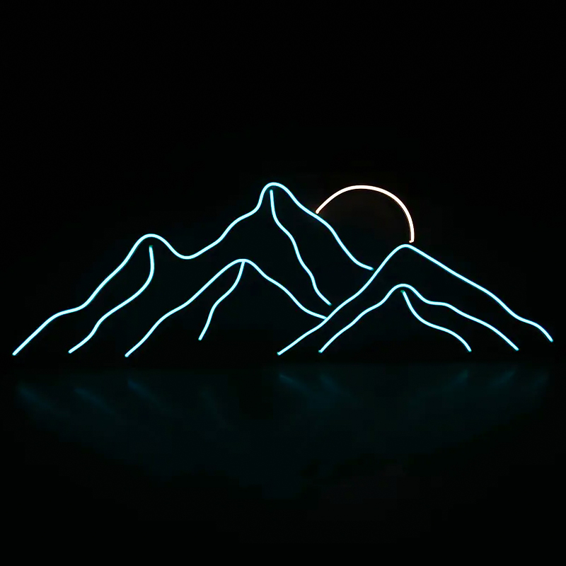 Неоновая настенная лампа Mountains Neon Wall Lamp Прозрачный Бирюзовый Оранжевый в Ижевске | Loft Concept 