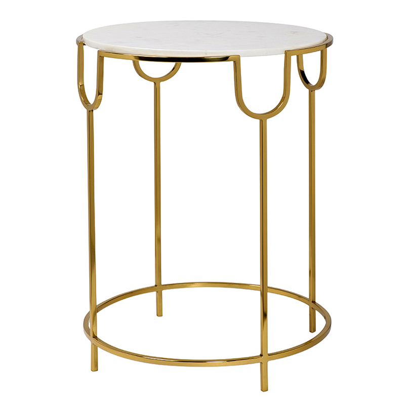 Приставной стол Bettina Side Table Глянцевое золото Белый Мрамор Bianco в Ижевске | Loft Concept 