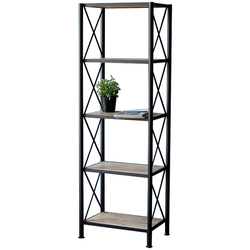 Стеллаж Pheobe Industrial Metal Rust Rack Черный Древесина в Ижевске | Loft Concept 