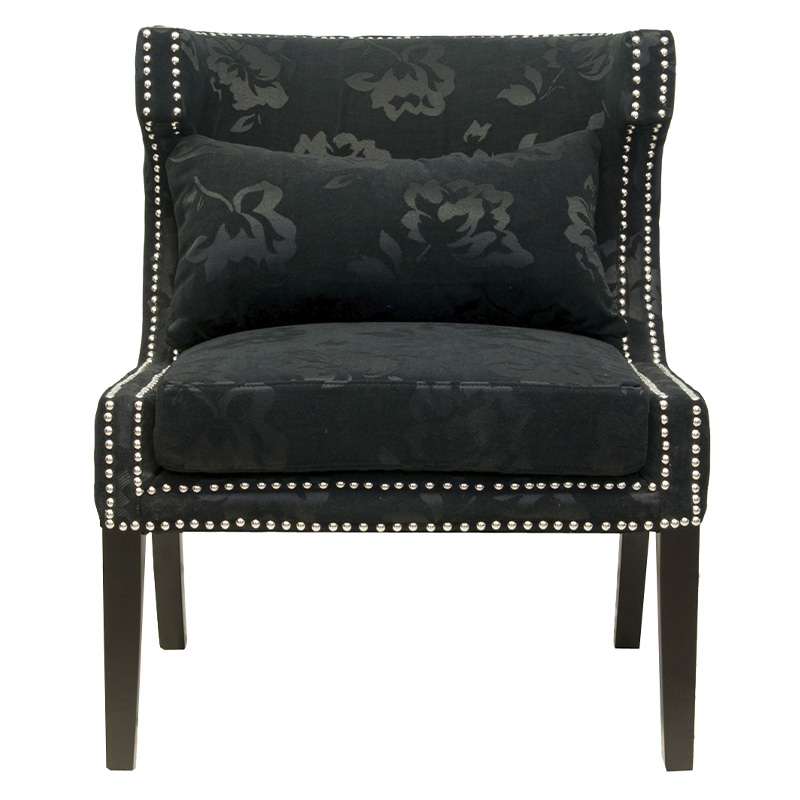 Полукресло с мягкой обивкой из жаккарда на 4-х ножках из массива березы Baroque Armchair black Черный в Ижевске | Loft Concept 