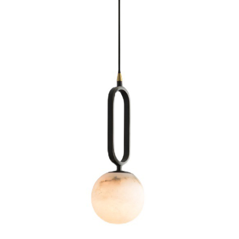 Подвесной светильник Reine Marble Hanging Lamp Черный Белый Мрамор Bianco Латунь в Ижевске | Loft Concept 