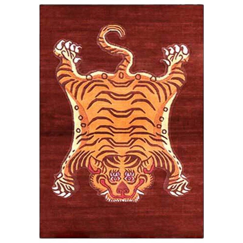 Ковер Тибетский Тигр Tibetan Tiger Rug Red Красный Оранжевый в Ижевске | Loft Concept 