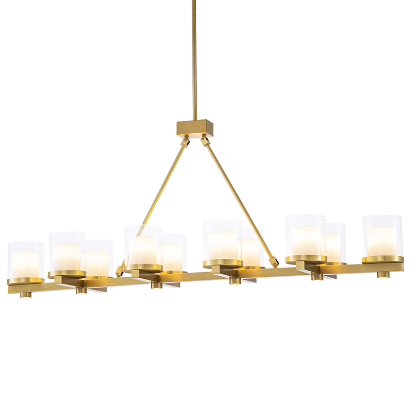 Люстра Eichholtz Chandelier Donovan Brass Латунь Белый Прозрачное Стекло в Ижевске | Loft Concept 