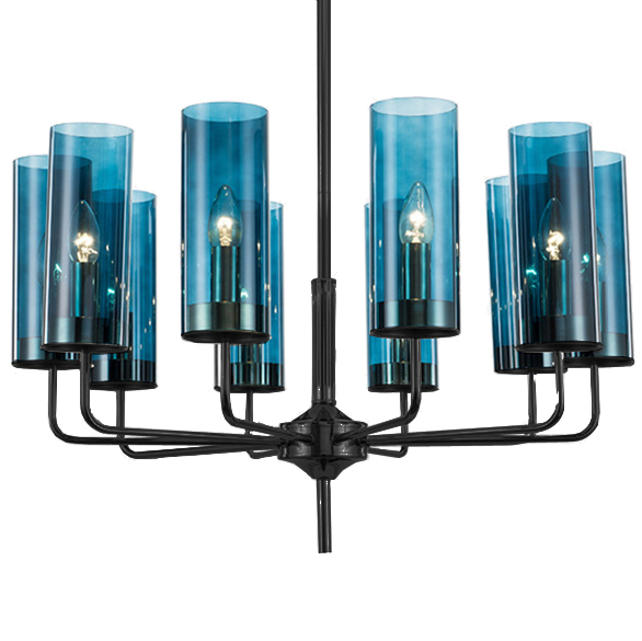 Люстра Black & Blue Glass Tube Chandelier 10 Графитовый Сапфир (Sapphire) в Ижевске | Loft Concept 