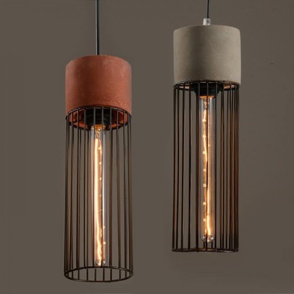 Подвесной светильник Cement Droplight Pendant Light cylinder Серый Красный Черный в Ижевске | Loft Concept 