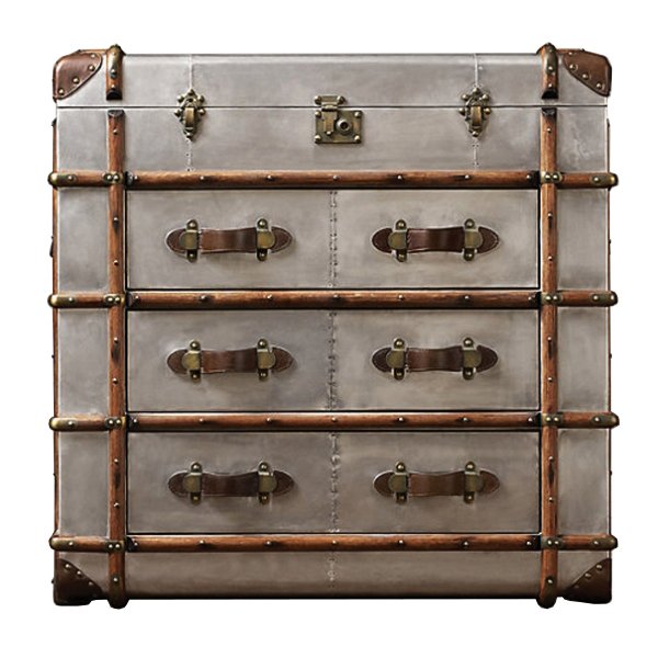 Комод в стиле Лофт RH Richards Polished Aluminum Trunks Chest Алюминий Коричневый винтаж в Ижевске | Loft Concept 