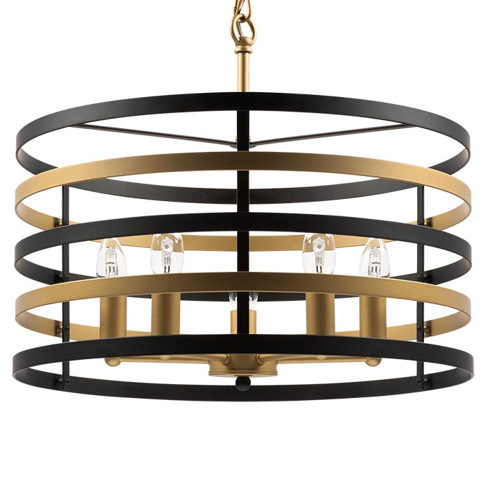 Люстра Gold Stripes Chandelier 5 Черный Золотой в Ижевске | Loft Concept 