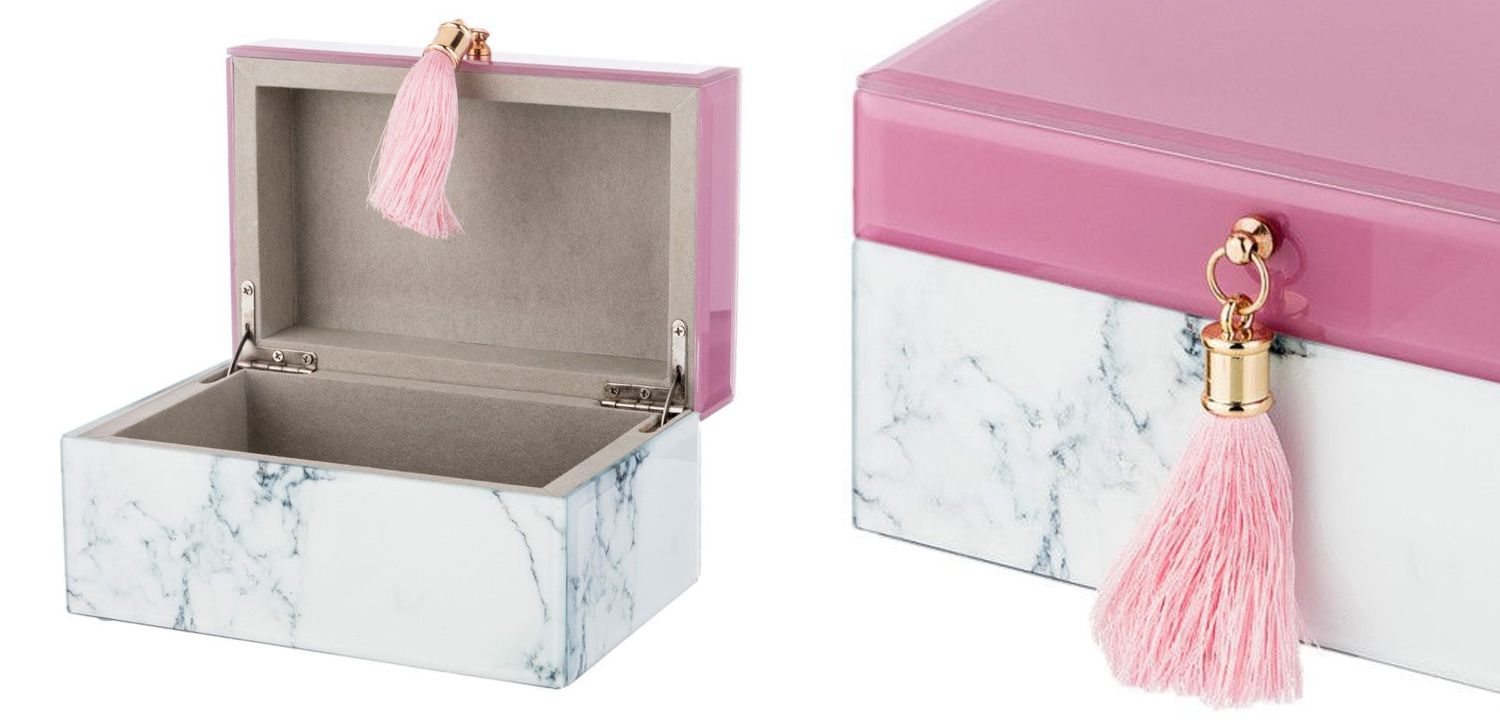 Шкатулка Pink Glass Imitation Marble Box - фото