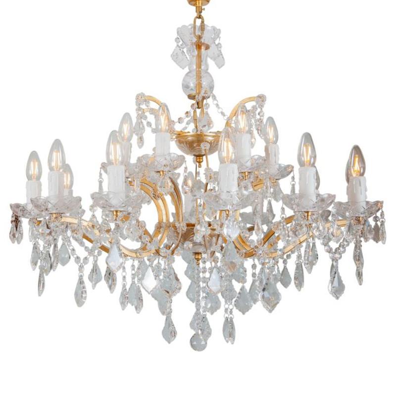 Люстра 19th c. Rococo IRON & CLEAR CRYSTAL GOLD Chandelier 18 Золотой Прозрачное Стекло в Ижевске | Loft Concept 