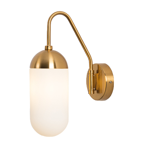 Бра Pelle Sconce short Gooseneck Clear Shade Латунь Белый в Ижевске | Loft Concept 