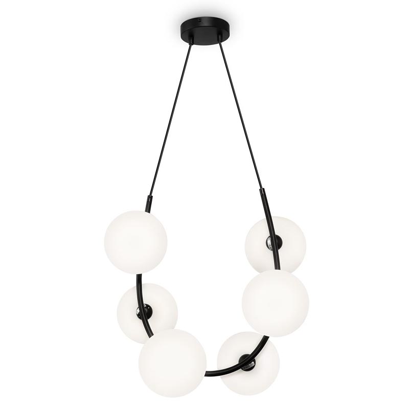 Люстра Marcan 6 Ball Chandelier Black Черный Белый в Ижевске | Loft Concept 