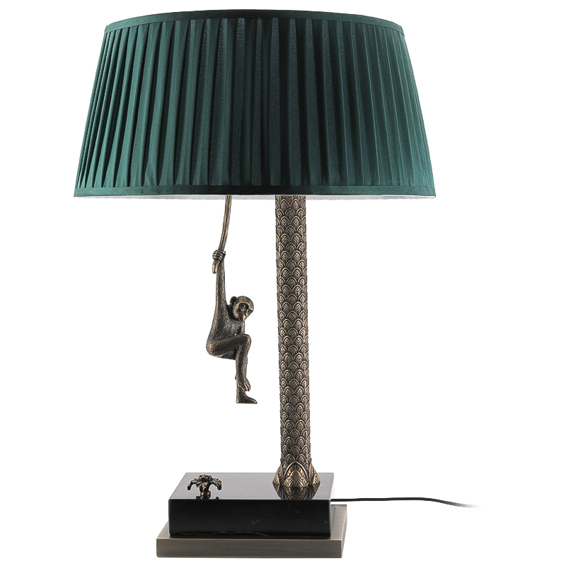 Настольная лампа Джунгли Table Lamp Jungle Emerald Латунь Античная полированная Черный Мрамор Nero Изумрудный в Ижевске | Loft Concept 