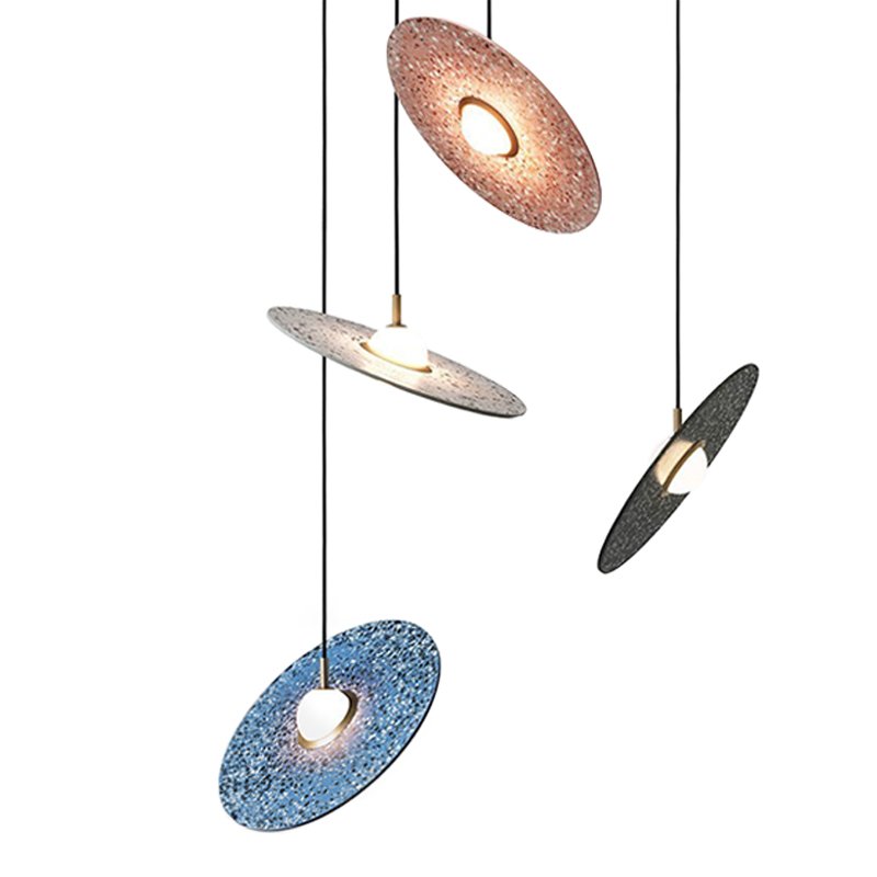 Подвесной светильник Stone Disc Haning Pendant Серый Синий Черный Розовый (Rose) в Ижевске | Loft Concept 