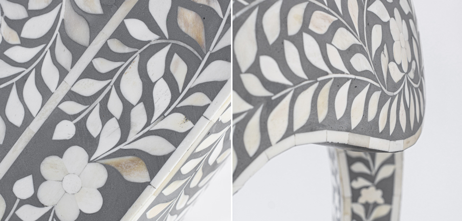 Консоль серый орнамент отделка кость BONE INLAY CONSOL TABLE - фото №1