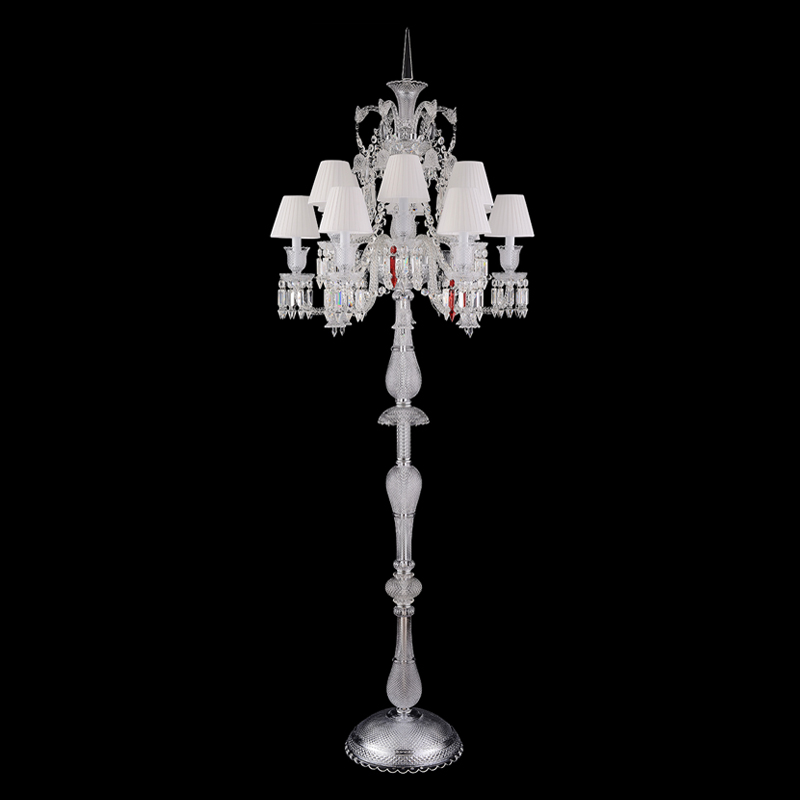Торшер с 12-ю белыми текстильными абажурами и хрустальными подвесками Lustre Reverie Хром Прозрачное Стекло Белый Торшер с 12-ю белыми текстильными абажурами и хрустальными подвесками Lustre Reverie Хром Прозрачное Стекло Белый в Ижевске | Loft Concept