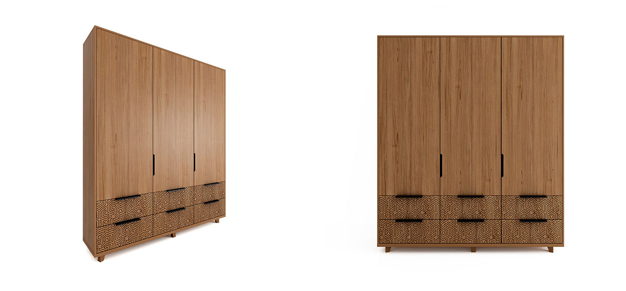 Шкаф трехстворчатый с орнаментом Brian - фото