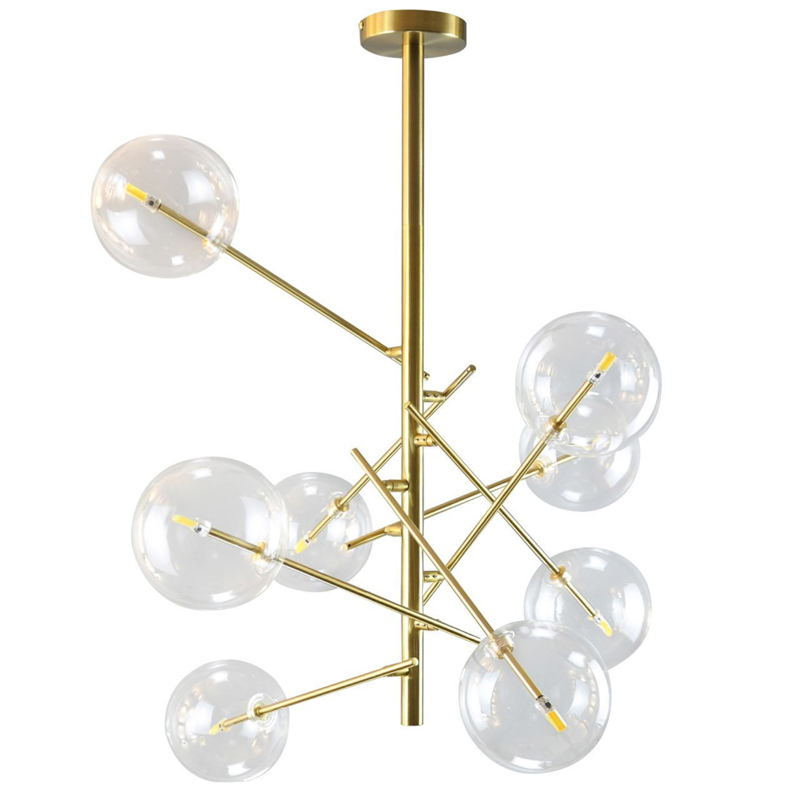 Люстра Gallotti & Radice Bolle Рanging Lamp 8 плафонов Золотой Прозрачный (Transparent) в Ижевске | Loft Concept 