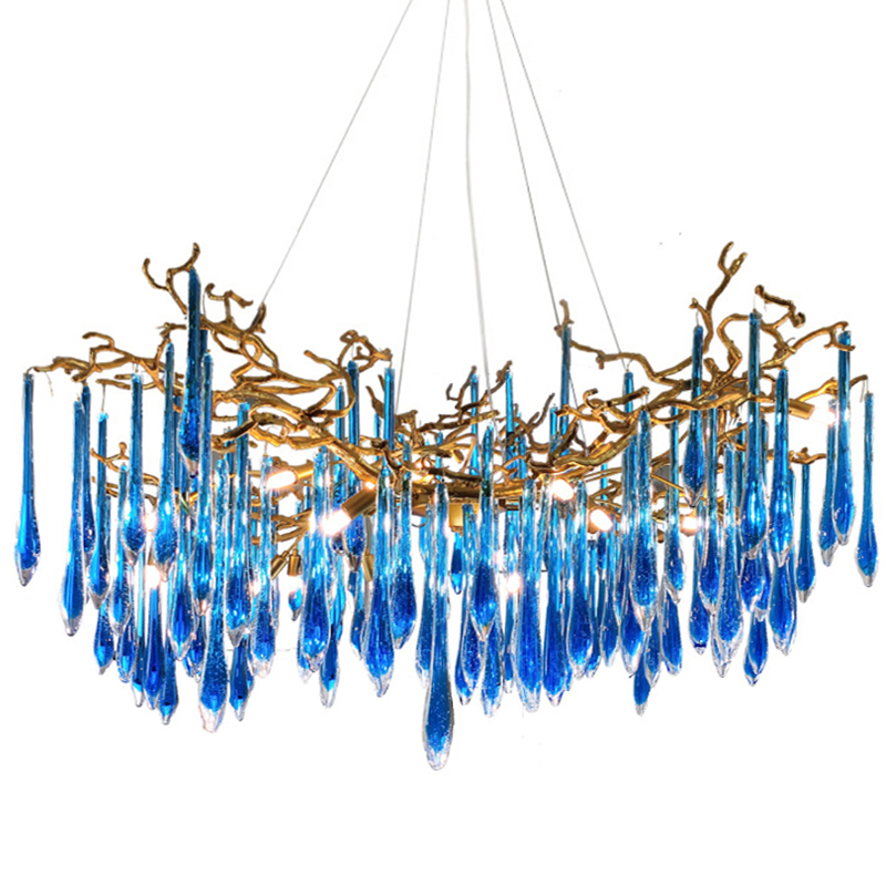 Люстра Blue Fountain Chandelier  Золотой Синий в Ижевске | Loft Concept 