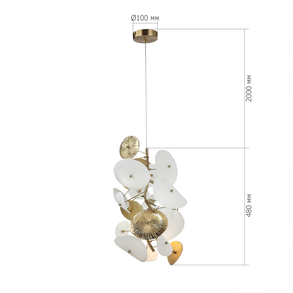 Подвесной светильник с белыми и золотистыми цветами Dahlia Flowers Lamp в Ижевске