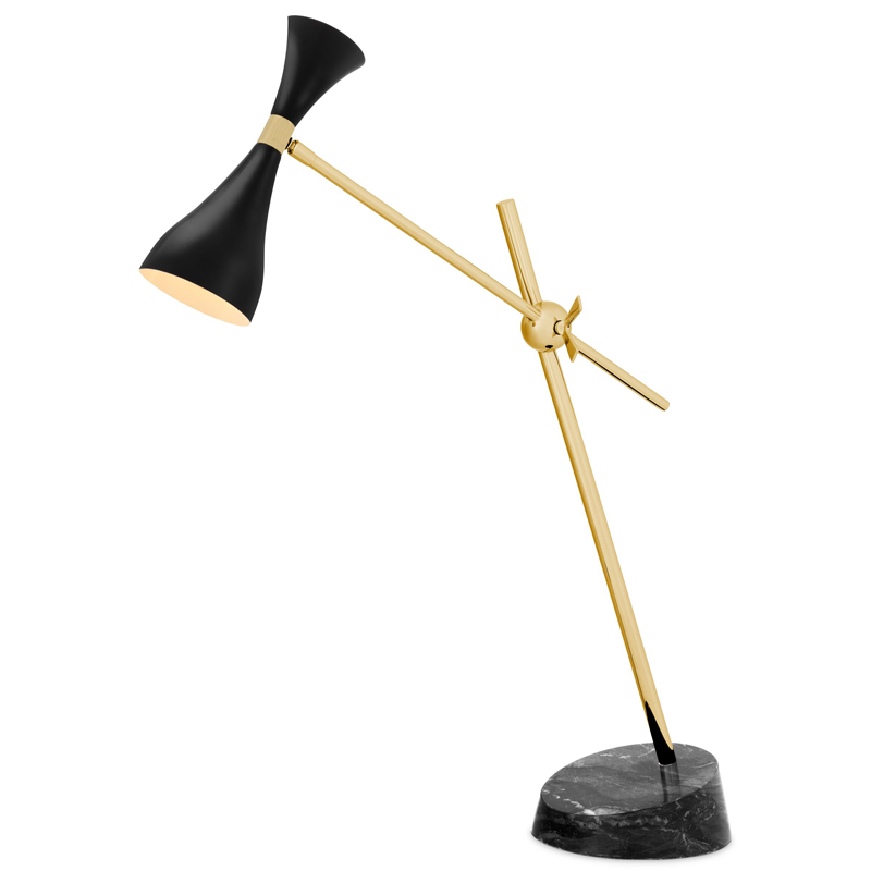 Настольная лампа Eichholtz Desk Lamp Cordero xl Черный Латунь Черный Мрамор Nero в Ижевске | Loft Concept 