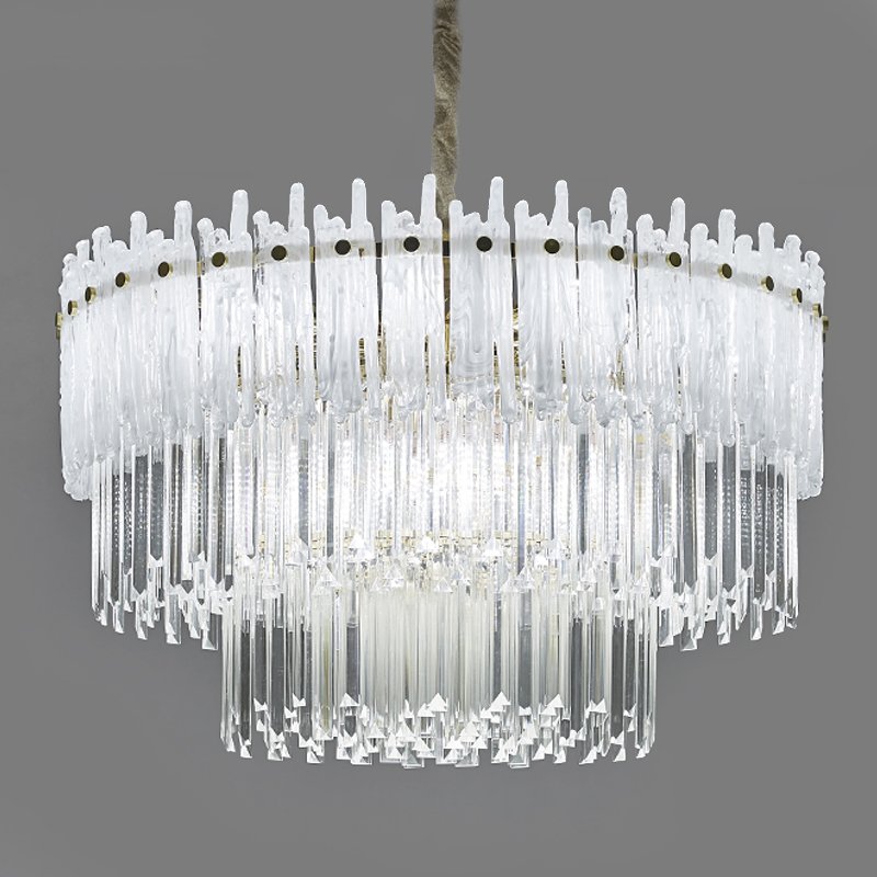 Люстра Murano Glass ICE Chandelier Золотой Белый Прозрачное Стекло в Ижевске | Loft Concept 