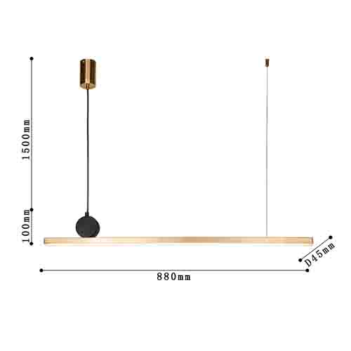 Подвесной светильник линейный в золотом цвете Trumpet tube в Ижевске