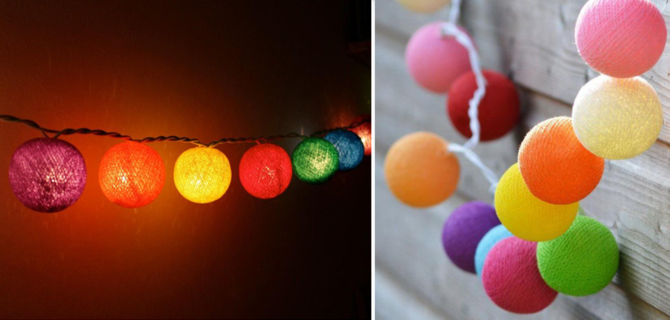 Гирлянда хлопковые фонарики Сotton Ball Rainbow - Loft-Concept в Ижевске