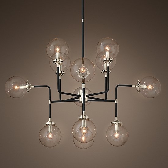 Люстра BISTRO GLOBE CLEAR GLASS SILVER CHANDELIER 12 Черный Серебряный Прозрачное Стекло в Ижевске | Loft Concept 