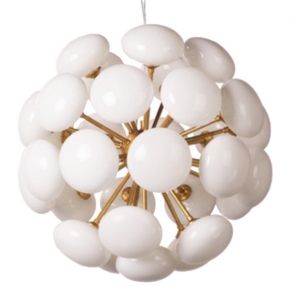 Люстра Mid-Century Sputnik Milk Glass Chandelier Золотой Прозрачный белый в Ижевске | Loft Concept 