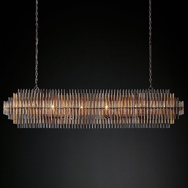 Люстра Restoration Hardware Emile Linear Chandelier Латунь Античная полированная Прозрачный Оловянный Темная бронза в Ижевске | Loft Concept 