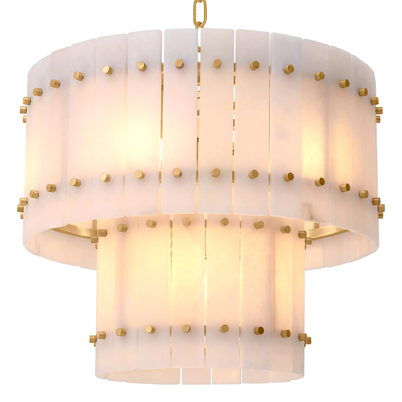 Люстра Eichholtz Chandelier Ruby S Alabaster Латунь Бежевый Белый Мрамор Bianco в Ижевске | Loft Concept 