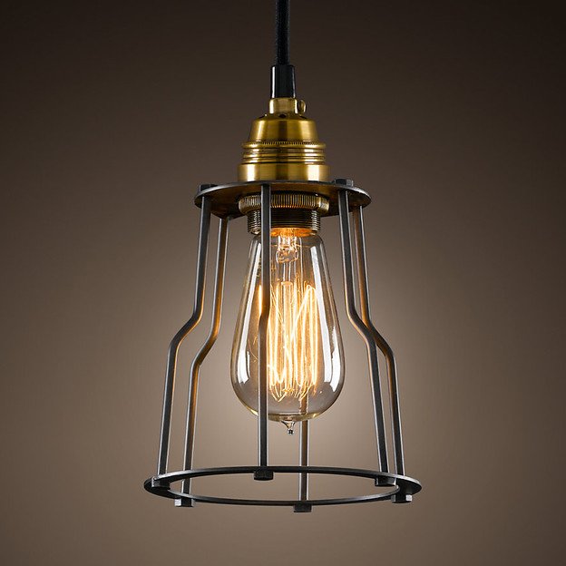 Подвесной светильник Loft Industrial Cage Filament Pendant Бронза Черный в Ижевске | Loft Concept 