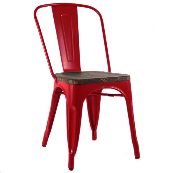 Кухонный стул Tolix Chair Wood Red Красный Красный Коричневый в Ижевске | Loft Concept 