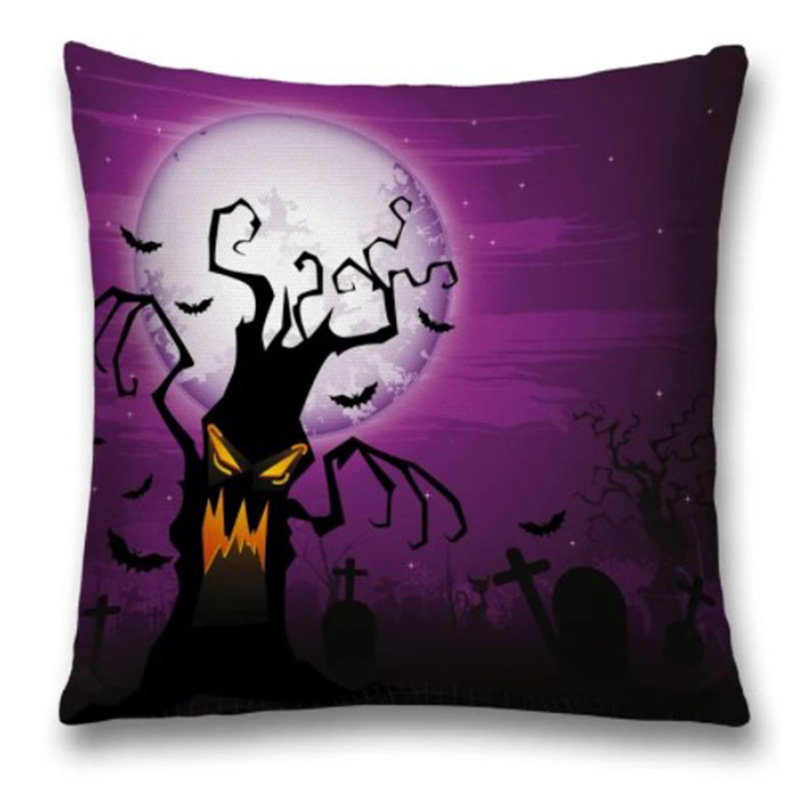 Подушка Halloween Terrible Tree Черный Пурпурно-фиолетовый в Ижевске | Loft Concept 