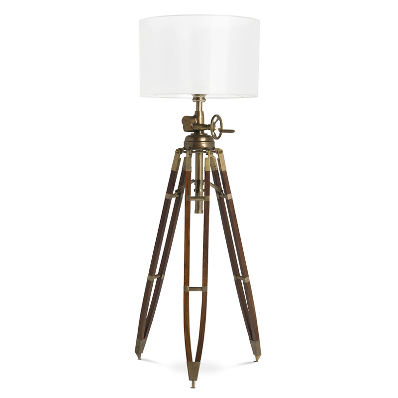 Торшер Eichholtz Floor Lamp Royal Marine Cream Кремовый Коричневый Латунь Античная полированная в Ижевске | Loft Concept 