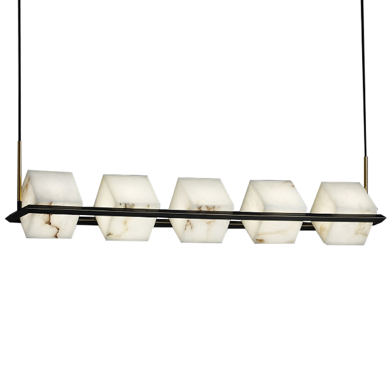 Люстра Marble Cubes Modern Light Chandelier 5 плафонов Черный Белый Мрамор Bianco Латунь в Ижевске | Loft Concept 