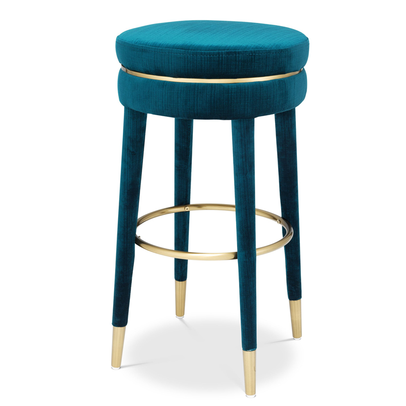 Барный стул Eichholtz Bar Stool Parisian blue Бирюзовый Латунь в Ижевске | Loft Concept 