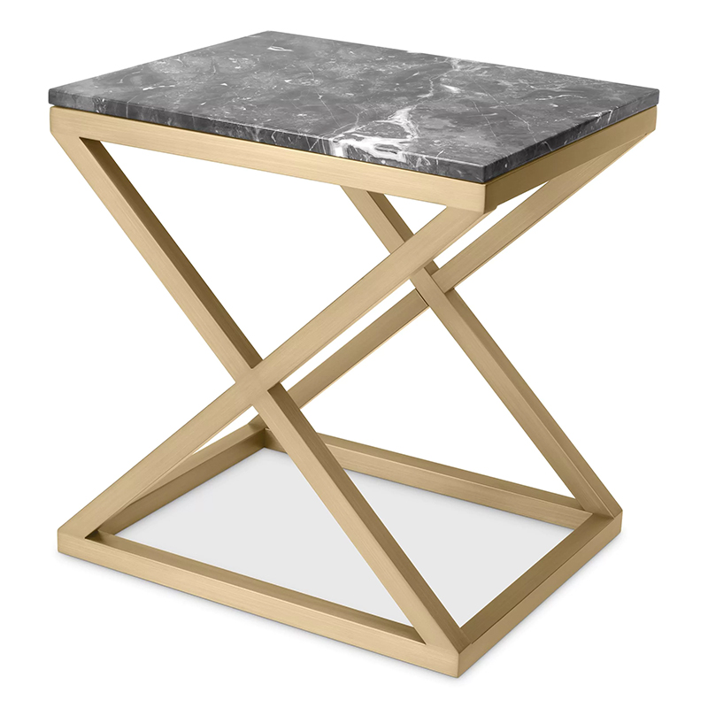 Приставной стол Eichholtz Side Table Criss Cross Латунь Серый в Ижевске | Loft Concept 