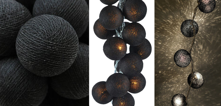 Гирлянда хлопковые фонарики Сotton Ball Ice Black - Loft-Concept в Ижевске