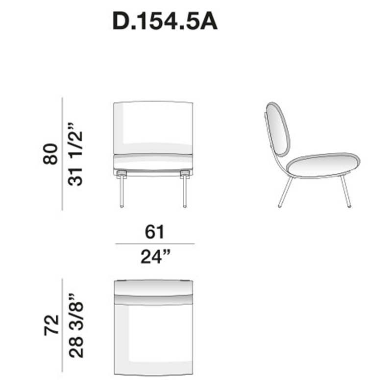 Дизайнерское кресло без подлокотников Gio Ponti ROUND D.154.5 Armchair в Ижевске