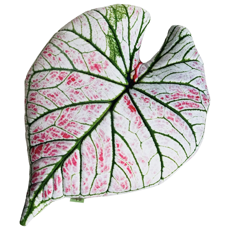 Декоративная подушка Botanical Cushion Caladium Rosebud Зеленый Бежевый Розовый в Ижевске | Loft Concept 