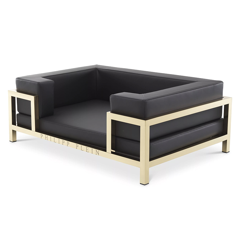 Лежанка для домашних животных Philipp Plein Dogbed High Conic XL Gold Черный Золотой в Ижевске | Loft Concept 