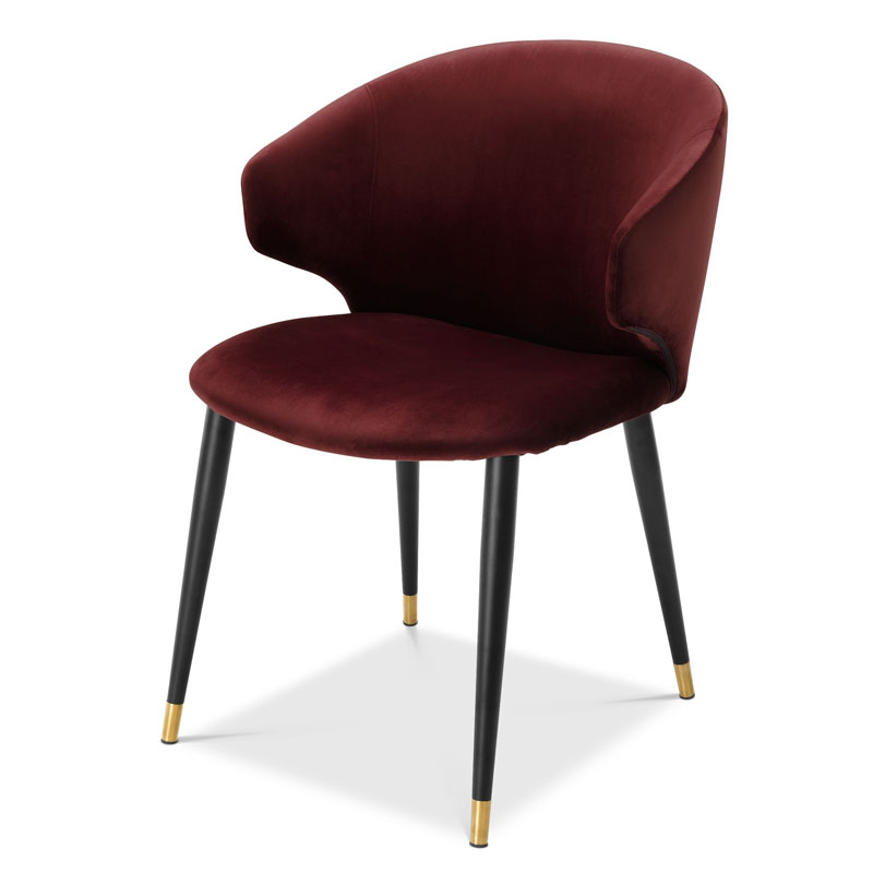 Стул Eichholtz DINING CHAIR VOLANTE burgundy Бургундский красный Черный Золотой в Ижевске | Loft Concept 