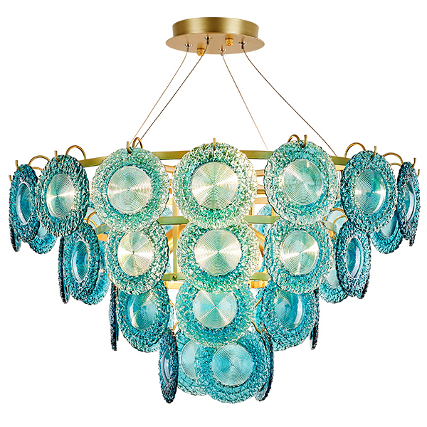 Люстра Blue Glass disk Chandelier Золотой Голубой в Ижевске | Loft Concept 