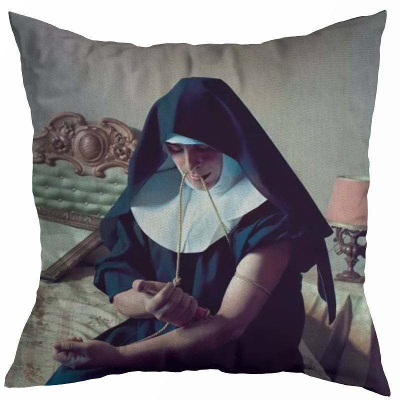 Декоративная подушка Seletti Cushion Nun Бежевый Коричневый Черный Зеленый шалфей в Ижевске | Loft Concept 