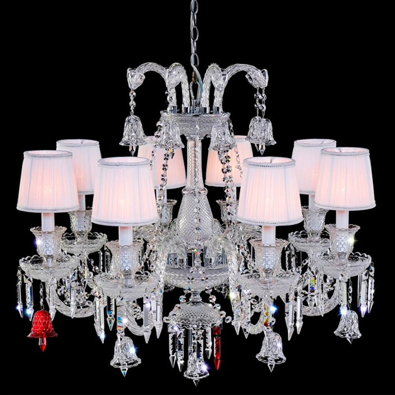 Люстра с 8-ю белыми текстильными абажурами и хрустальными подвесками Lustre Reverie Хром Прозрачное Стекло Белый Люстра с 8-ю белыми текстильными абажурами и хрустальными подвесками Lustre Reverie Хром Прозрачное Стекло Белый в Ижевске | Loft Concept